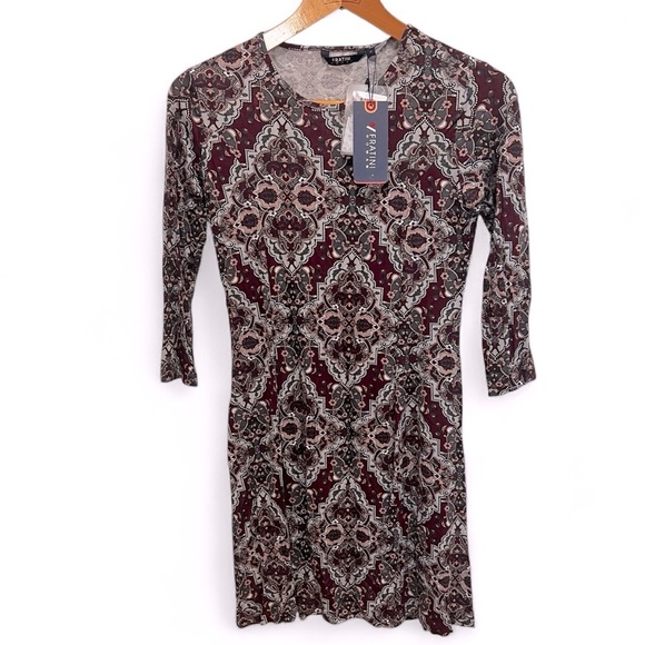 NWT Fratini Woman Patterned 3/4 Sleeve Dress size medium - Picture 3 of 16